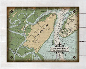 Daufuski Island South Carolina Nautical Chart - On 100% Natural Linen