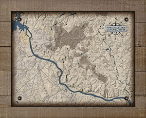 Fort Mill & Catawba River South Carolina Map - On 100% Natural Linen
