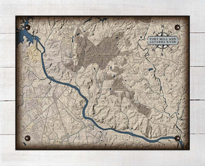 Fort Mill & Catawba River South Carolina Map - On 100% Natural Linen