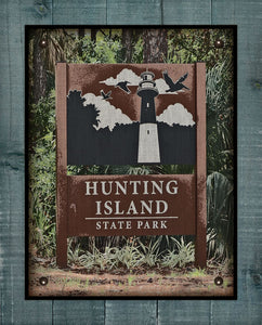 Hunting Island - South Carolina - Welcome Sign  - On 100% Natural Linen