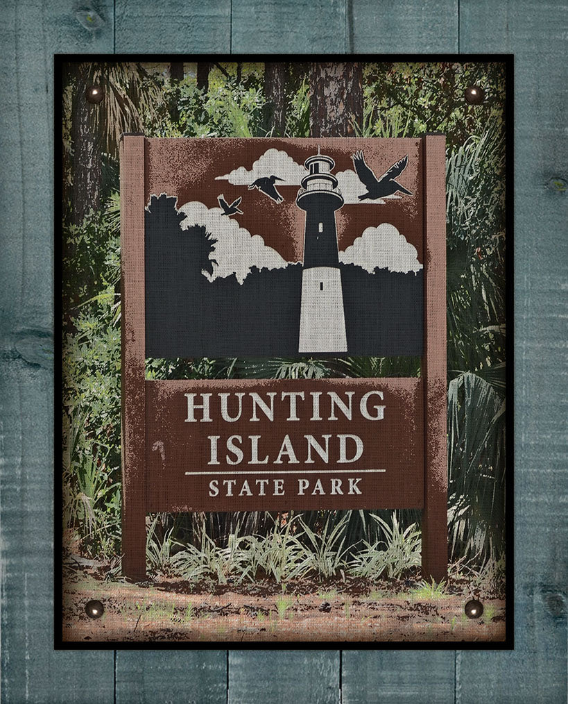 Hunting Island - South Carolina - Welcome Sign  - On 100% Natural Linen
