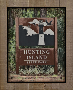 Hunting Island - South Carolina - Welcome Sign  - On 100% Natural Linen