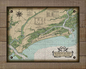 Kiawah Island South Carolina Nautical Chart - On 100% Natural Linen