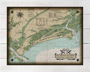Kiawah Island South Carolina Nautical Chart - On 100% Natural Linen