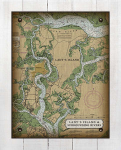 Lady's Island South Carolina Nautical Chart - On 100% Natural Linen