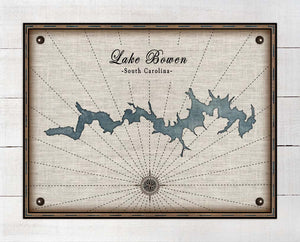 Lake Bowen South Carolina Map Design - On 100% Natural Linen