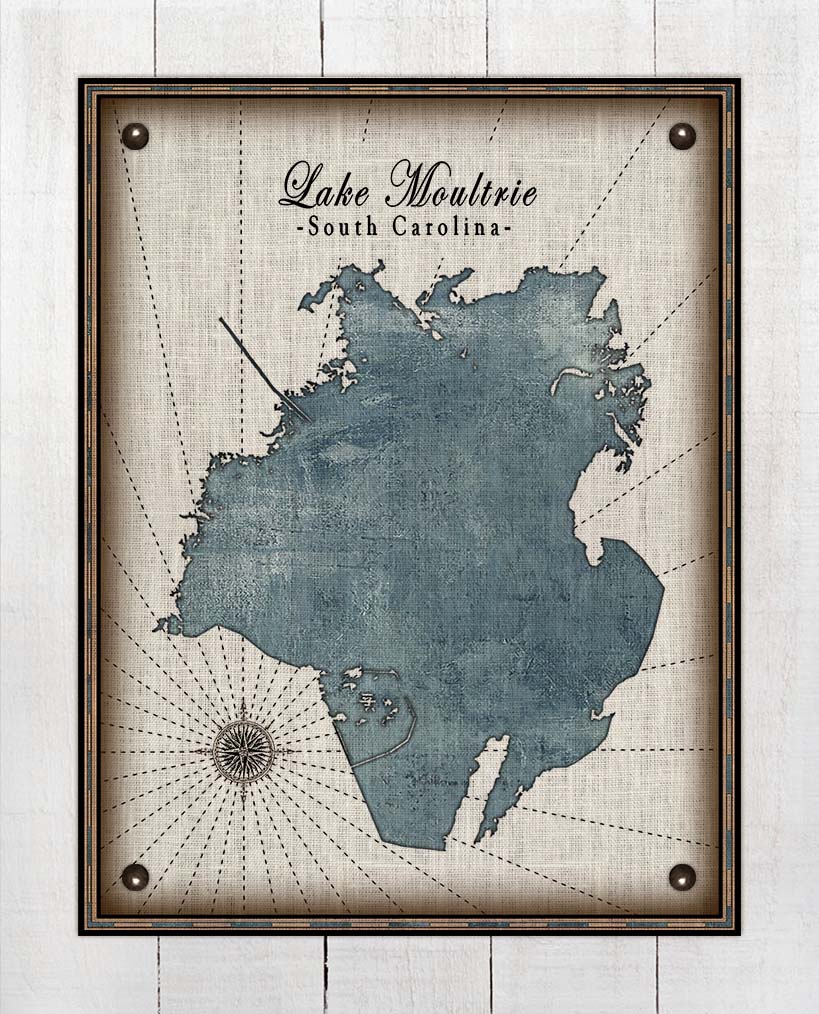 Lake Moultrie South Carolina Map Design - On 100% Natural Linen