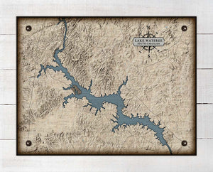 Lake Wateree South Carolina Map Design - On 100% Natural Linen