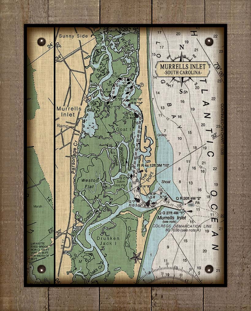 Murrells Inlet South Carolina Nautical Chart On 100 Natural Linen murrells-inlet-south-carolina-nautical-chart-on-100-natural-linen