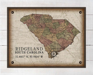 Ridgeland South Carolina Vintage Design - On 100% Natural Linen