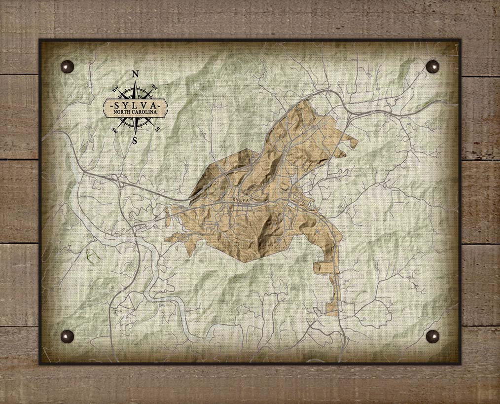 Sylva North Carolina Map Design - On 100% Natural Linen