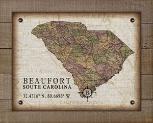 Beaufort South Carolina Vintage Design - On 100% Natural Linen
