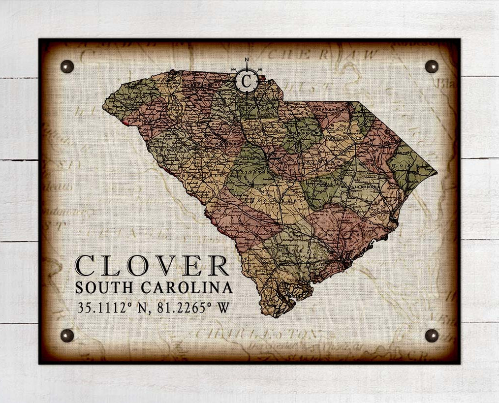 Clover South Carolina Vintage Design - On 100% Natural Linen
