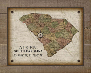 Aiken South Carolina Vintage Design - On 100% Natural Linen
