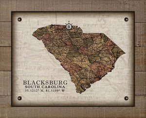 Blacksburg South Carolina Vintage Design - On 100% Natural Linen