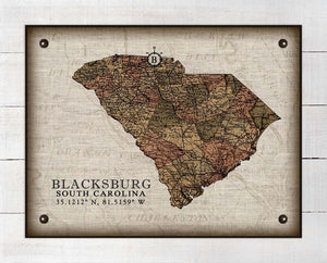 Blacksburg South Carolina Vintage Design - On 100% Natural Linen
