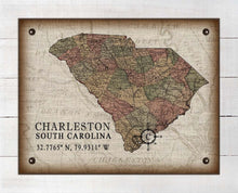 Load image into Gallery viewer, Charleston South Carolina Vintage Design - On 100% Natural Linen
