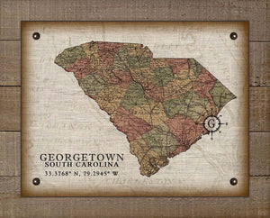 Georgetown South Carolina Vintage Design - Board Mounted Canvas Print