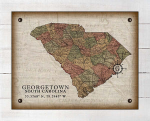 Georgetown South Carolina Vintage Design - Board Mounted Canvas Print