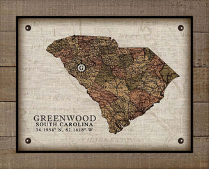 Greensboro South Carolina Vintage Design - On 100% Natural Linen