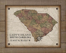 Load image into Gallery viewer, Lady&#39;s Island South Carolina Vintage Design - Board Mounted Canvas Print
