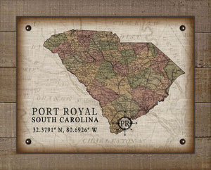 Port Royal South Carolina Vintage Design - On 100% Natural Linen
