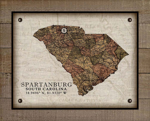 Spartanburg South Carolina Vintage Design - On 100% Natural Linen