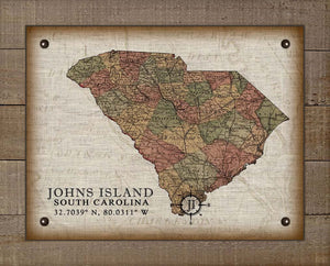 St Johns Island South Carolina Vintage Design - On 100% Natural Linen