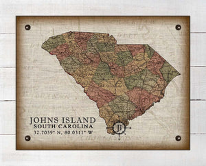 St Johns Island South Carolina Vintage Design - On 100% Natural Linen