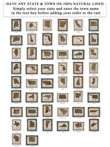 -Any State & Town In The U.S.A. - Board Mounted Canvas Print
