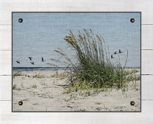Sea Oats And Pelicans - On 100% Natural Linen