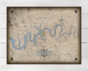 Old Hickory Lake Tennessee Map Design - On 100% Natural Linen