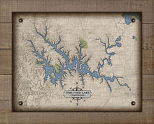 Load image into Gallery viewer, Tims Ford Lake Tennessee Map Design - On 100% Natural Linen
