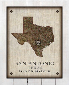 San Antonio Texas Vintage Design - On 100% Natural Linen