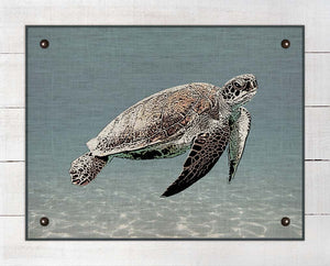 Sea Turtle - On 100% Natural Linen