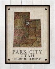 Load image into Gallery viewer, Park City Utah Vintage Design - On 100% Natural Linen
