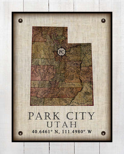 Park City Utah Vintage Design - On 100% Natural Linen