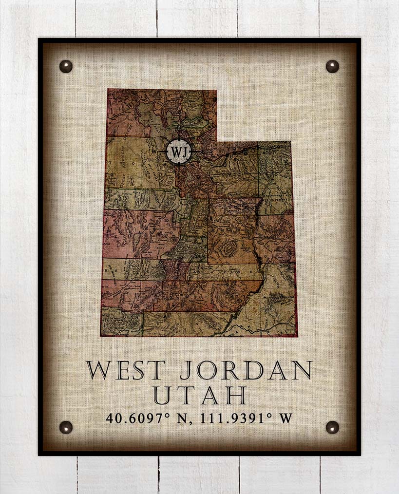 West Jordan Utah Vintage Design - Board Mounted Canvas Print
