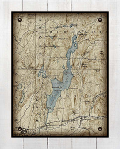 Lake Bomoseen Vermont Map Design - On 100% Natural Linen