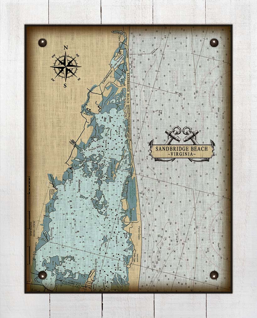 Sandbridge Beach Virginia Nautical Chart - On 100% Natural Linen