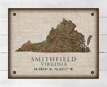 Load image into Gallery viewer, Smithfield Virginia Vintage Design - On 100% Natural Linen
