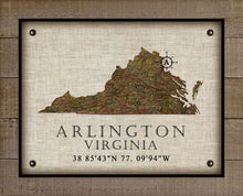 Load image into Gallery viewer, Arlington - Virginia map- Vintage Design - On 100% Natural Linen
