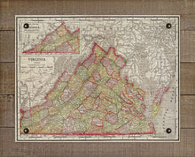 Load image into Gallery viewer, 1800s Virginia Map - On 100% Natural Linen
