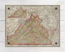 Load image into Gallery viewer, 1800s Virginia Map - On 100% Natural Linen

