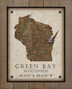 Green Bay Wisconsin Vintage Design On 100% Natural Linen