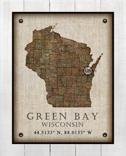 Load image into Gallery viewer, Green Bay Wisconsin Vintage Design Board Mounted Canvas Print
