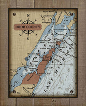 Load image into Gallery viewer, Door County Wisconsin Nautical Chart - On 100% Natural Linen
