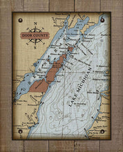 Load image into Gallery viewer, Copy of Door County Wisconsin Nautical Chart (2) - On 100% Natural Linen
