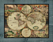 Load image into Gallery viewer, 1690 World Map - Board Mounted Canvas Print
