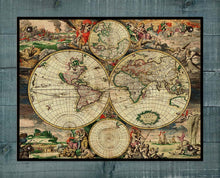 Load image into Gallery viewer, 1690 World Map - On 100% Natural Linen
